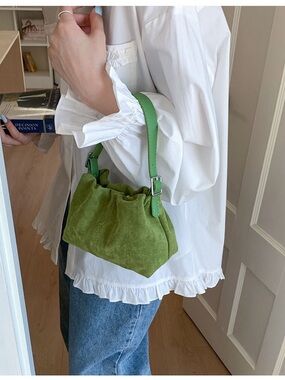 Suede Shoulder Bag - Chic Gathered Design